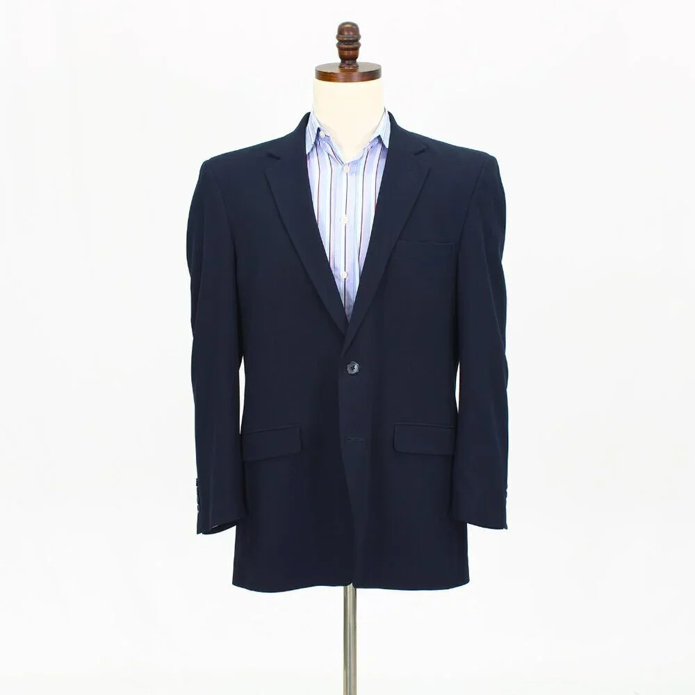 Croft & Barrow 42R Navy Solid 2-Button Sport Coat Blazer Jacket T653